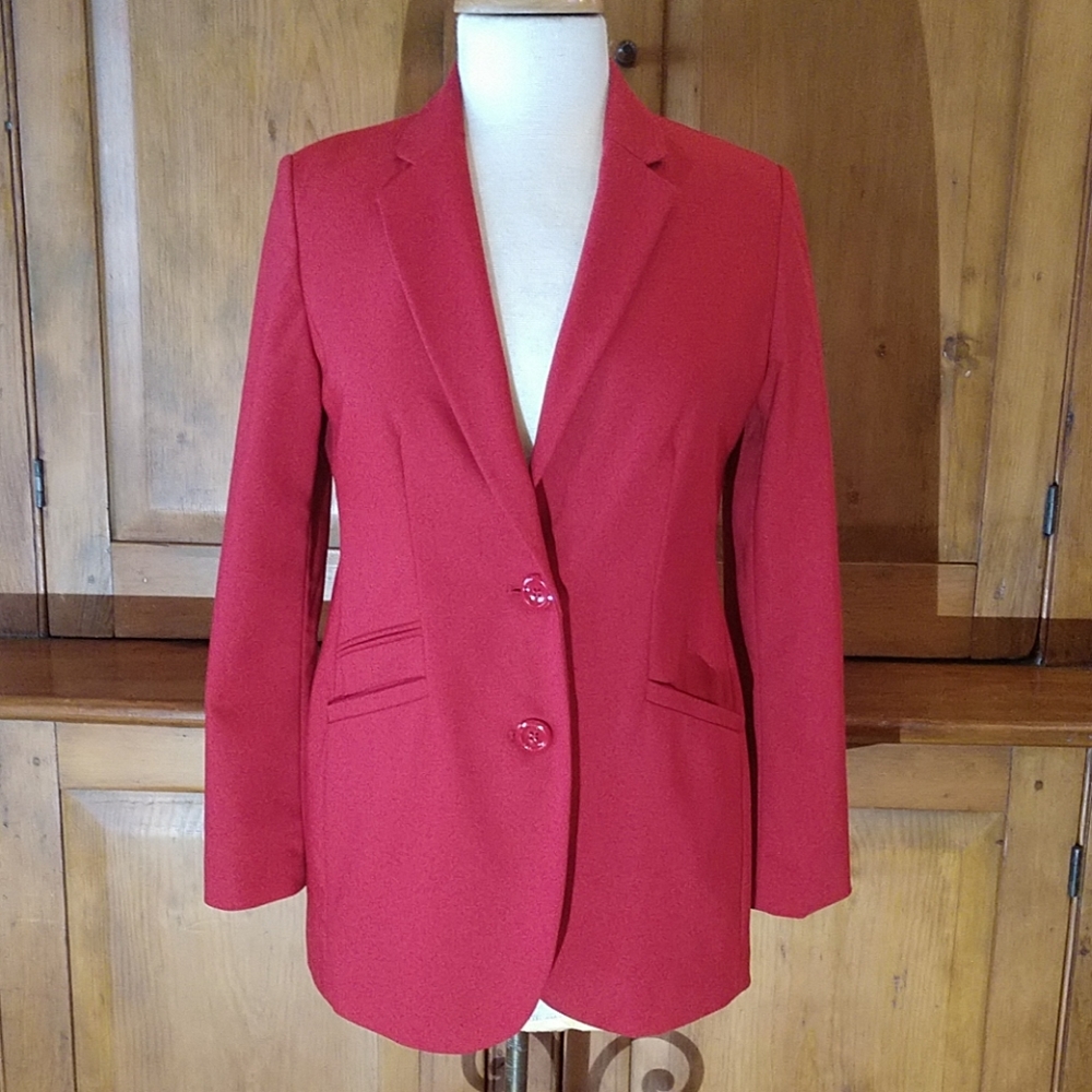 Chico's Red Polka Dot Lined Blazer